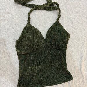 FASHION NOVA GREEN METALLIC TOP